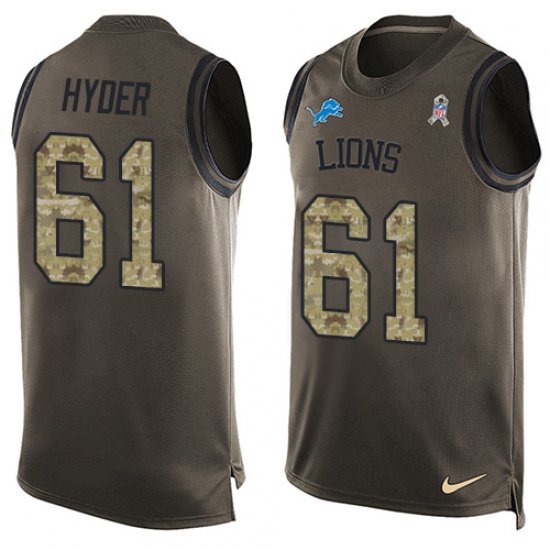 Men's Nike Detroit Lions #61 Kerry Hyder Limited Green Salute to Service Tank Top NFL Jersey - Ujersey