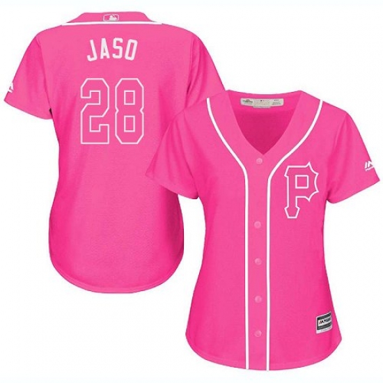 Women's Majestic Pittsburgh Pirates #28 John Jaso Authentic Pink Fashion Cool Base MLB Jersey - Ujersey