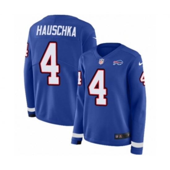 Women's Nike Buffalo Bills #4 Stephen Hauschka Limited Royal Blue Therma Long Sleeve NFL Jersey - Ujersey