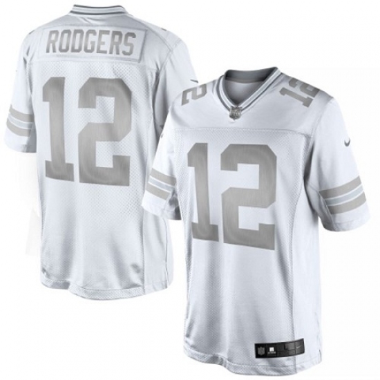Men's Nike Green Bay Packers #12 Aaron Rodgers Limited White Platinum NFL Jersey - Ujersey