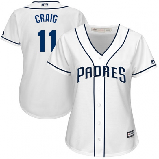 Women's Majestic San Diego Padres #11 Allen Craig Authentic White Home Cool Base MLB Jersey - Ujersey