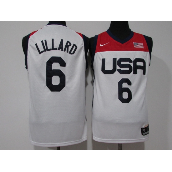 Men's Portland Trail Blazers #6 Damian Lillard White USA Basketball Tokyo Olympics 2021 Jersey - Ujersey