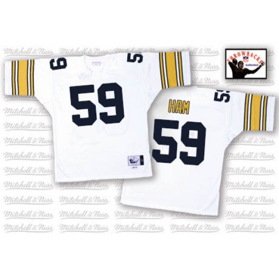 Mitchell And Ness Pittsburgh Steelers #59 Jack Ham White Authentic Throwback NFL Jersey - Ujersey