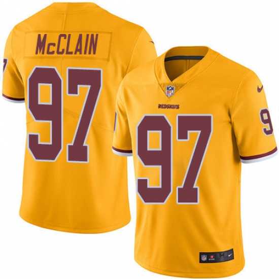 Youth Nike Washington Redskins #97 Terrell McClain Limited Gold Rush Vapor Untouchable NFL Jersey