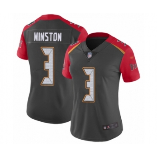 Women's Tampa Bay Buccaneers #3 Jameis Winston Limited Gray Inverted Legend Football Jersey - Ujersey