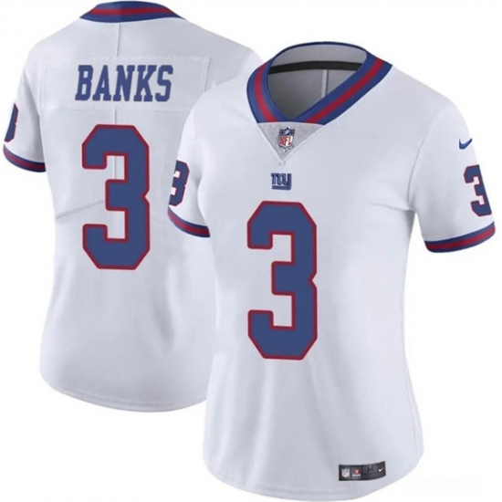 Women's New York Giants #3 Deonte Banks White Vapor Stitched Jersey(Run Small) - Ujersey