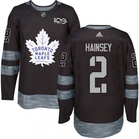 Men's Adidas Toronto Maple Leafs #2 Ron Hainsey Authentic Black 1917-2017 100th Anniversary NHL Jersey - Ujersey