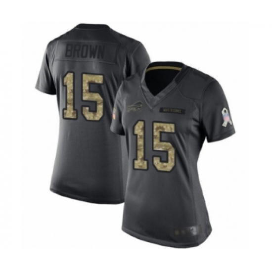 Women's Buffalo Bills #15 John Brown Limited Black 2016 Salute to Service Football Jersey - Ujersey