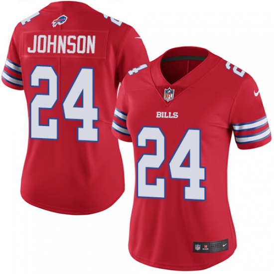 Women's Nike Buffalo Bills #24 Leonard Johnson Limited Red Rush Vapor Untouchable NFL Jersey - Ujersey