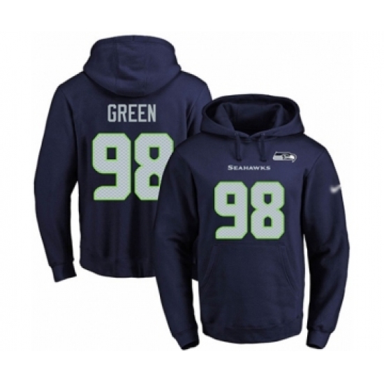 Football Men's Seattle Seahawks #98 Rasheem Green Navy Blue Name & Number Pullover Hoodie - Ujersey