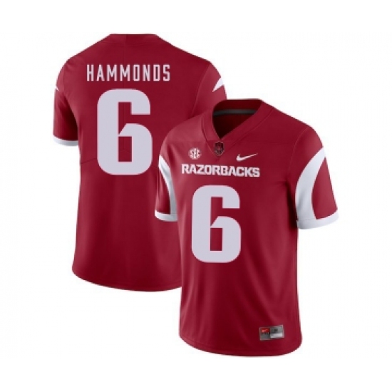 Arkansas Razorbacks 6 T.J. Hammonds Red College Football Jersey - Ujersey