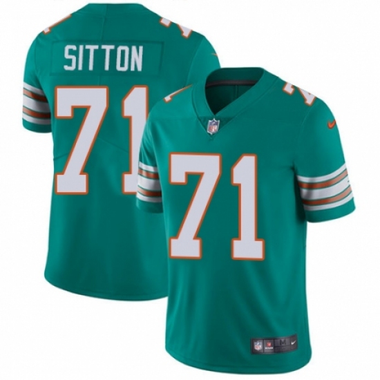 Youth Nike Miami Dolphins #71 Josh Sitton Aqua Green Alternate Vapor Untouchable Elite Player NFL Jersey - Ujersey