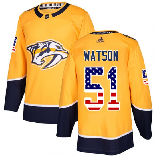 Youth Adidas Nashville Predators #51 Austin Watson Authentic Gold USA Flag Fashion NHL Jersey - Ujersey