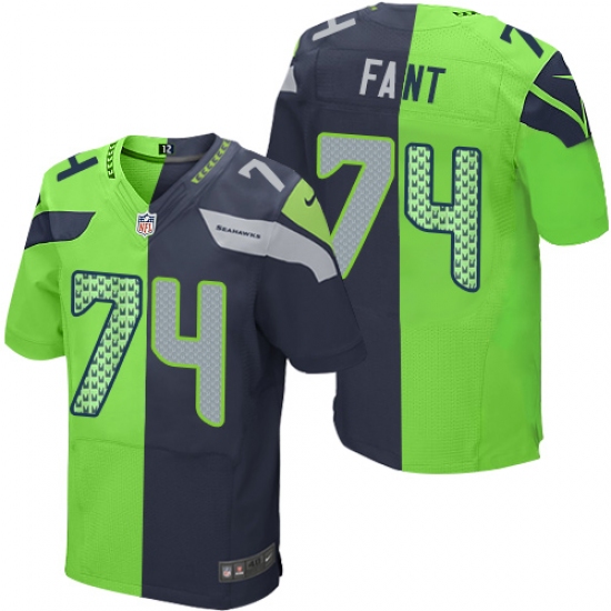 Men's Nike Seattle Seahawks #74 George Fant Elite Navy/Green Split Fashion NFL Jersey - Ujersey