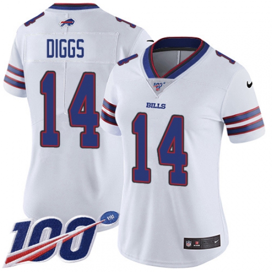 Women's Buffalo Bills #14 Stefon Diggs White Stitched 100th Season Vapor Untouchable Limited Jersey - Ujersey
