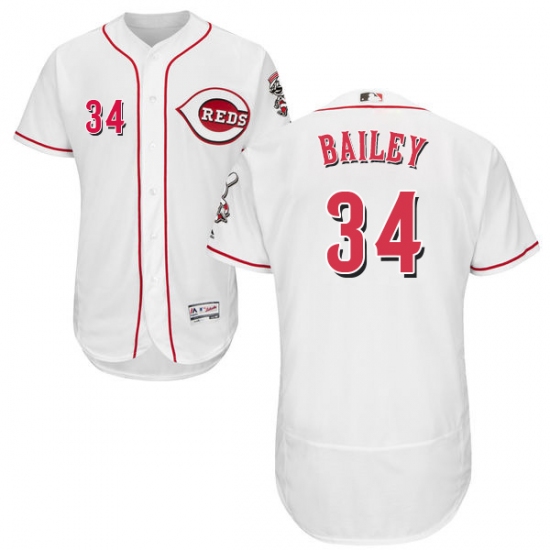 Men's Majestic Cincinnati Reds #34 Homer Bailey White Home Flex Base Authentic Collection MLB Jersey - Ujersey