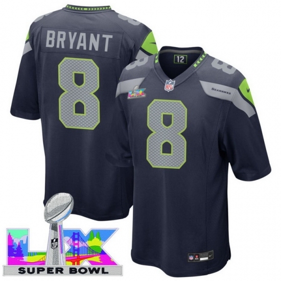 Men's Seattle Seahawks #8 Coby Bryant Blue 2025 2026 Super Bowl LX F U S E Stitched Jersey - Ujersey