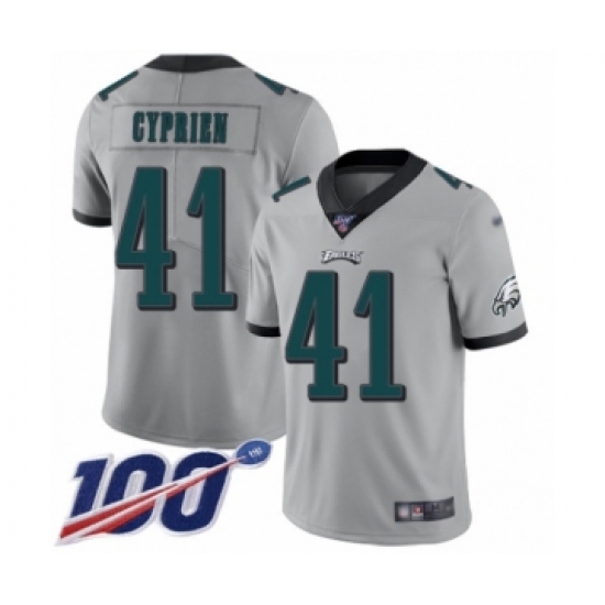 Youth Philadelphia Eagles #41 Johnathan Cyprien Limited Silver Inverted Legend 100th Season Football Jersey - Ujersey