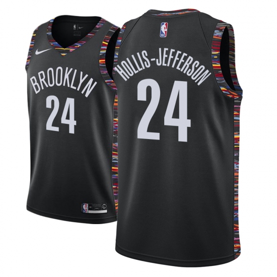 Men NBA 2018-19 Brooklyn Nets #24 Rondae Hollis-Jefferson City Edition Black Jersey - Ujersey