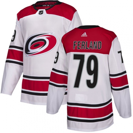 Men's Adidas Carolina Hurricanes #79 Michael Ferland White Road Authentic Stitched NHL Jersey - Ujersey
