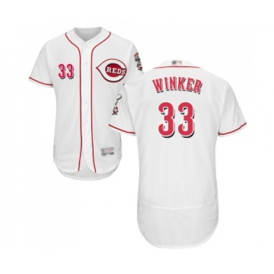 Men's Cincinnati Reds #33 Jesse Winker White Home Flex Base Authentic Collection Baseball Jersey - Ujersey