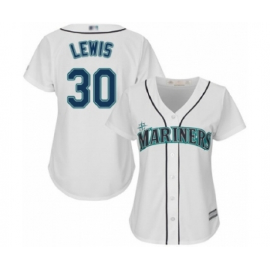 Women's Seattle Mariners #30 Kyle Lewis Authentic White Home Cool Base Baseball Player Jersey