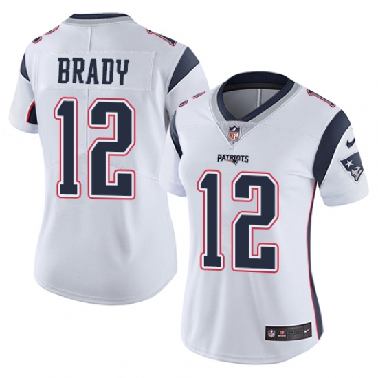 Women's Nike New England Patriots #12 Tom Brady White Vapor Untouchable Limited Player NFL Jersey - Ujersey