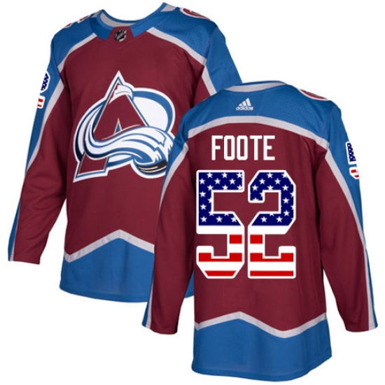 Men's Adidas Colorado Avalanche #52 Adam Foote Authentic Burgundy Red USA Flag Fashion NHL Jersey - Ujersey