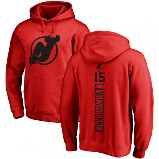 NHL Adidas New Jersey Devils #15 Jamie Langenbrunner Red One Color Backer Pullover Hoodie - ujerseystore