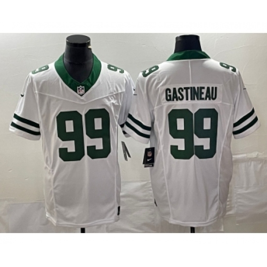 Men's Nike New York Jets #99 Mark Gastineau White 2023 F.U.S.E. Vapor Limited Throwback Stitched Football Jersey - Ujersey