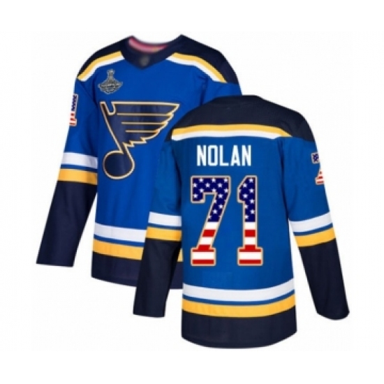 Youth St. Louis Blues #71 Jordan Nolan Authentic Blue USA Flag Fashion 2019 Stanley Cup Champions Hockey Jersey - Ujersey