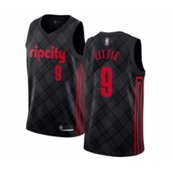 Men's Portland Trail Blazers #9 Nassir Little Authentic Black Basketball Jersey - City Edition - Ujersey