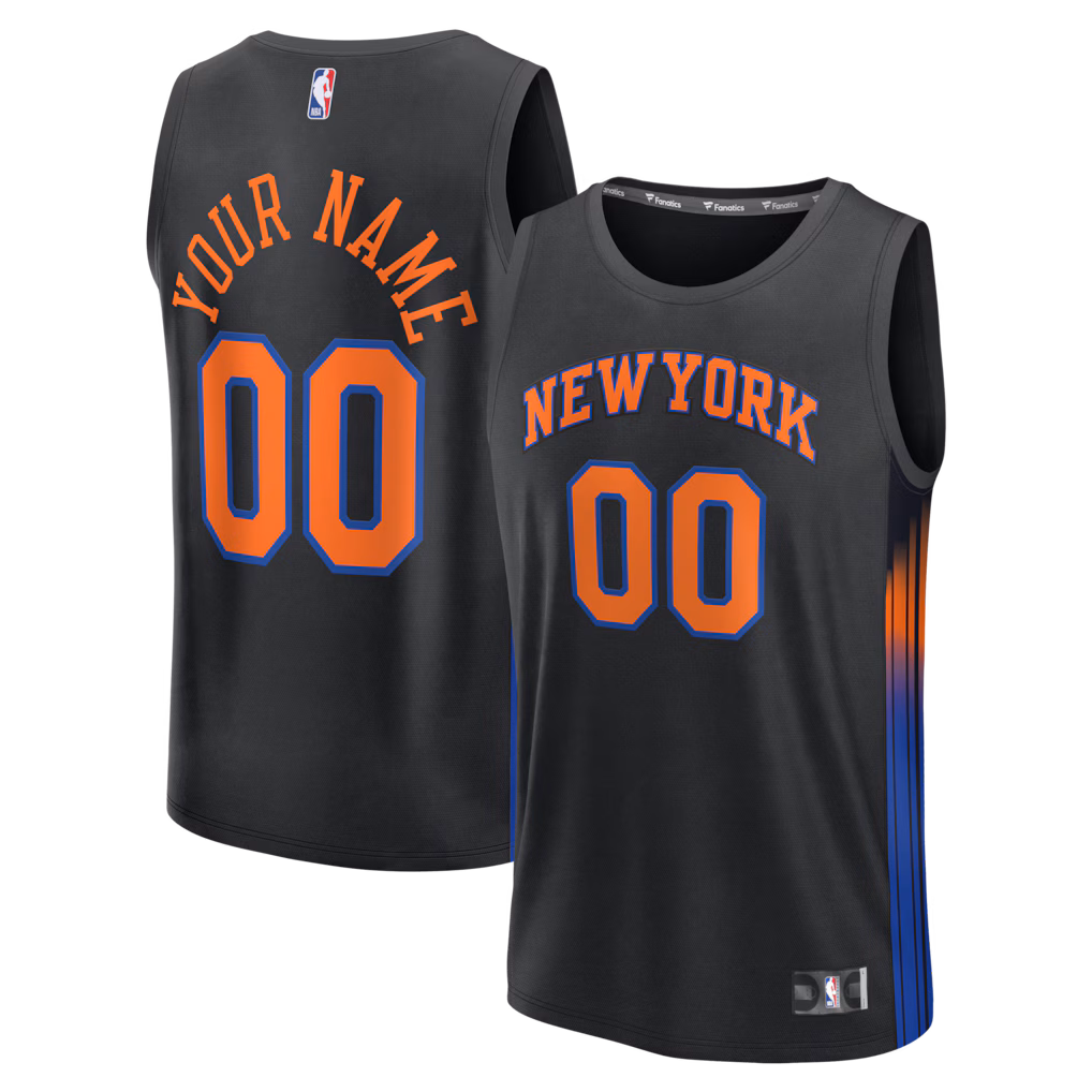 Youth New York Knicks Fanatics Black Fast Break Custom Jersey - Statement Edition