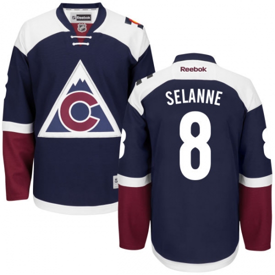 Women's Reebok Colorado Avalanche #8 Teemu Selanne Authentic Blue Third NHL Jersey - Ujersey