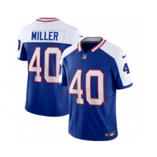 Men's Nike Buffalo Bills #40 Von Miller Blue White 2023 F.U.S.E. Throwback Vapor Untouchable Limited Football Stitched Jersey - Ujersey