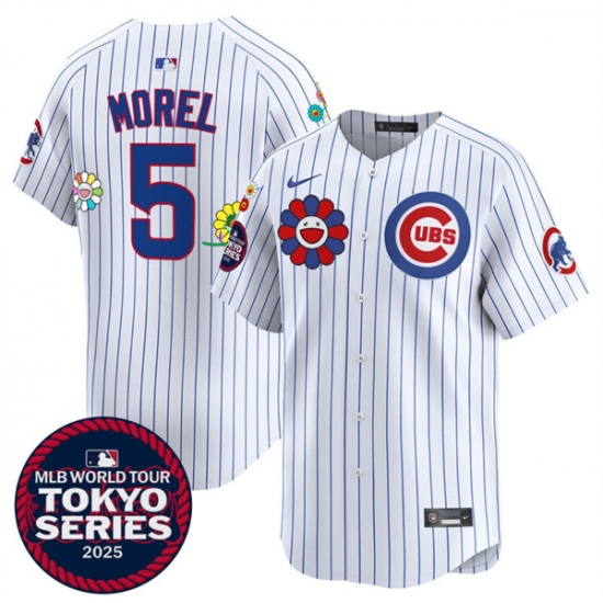 Men's Chicago Cubs #5 Christopher Morel White 2025 Tokyo Series Limited Stitched Baseball Jersey - Ujersey