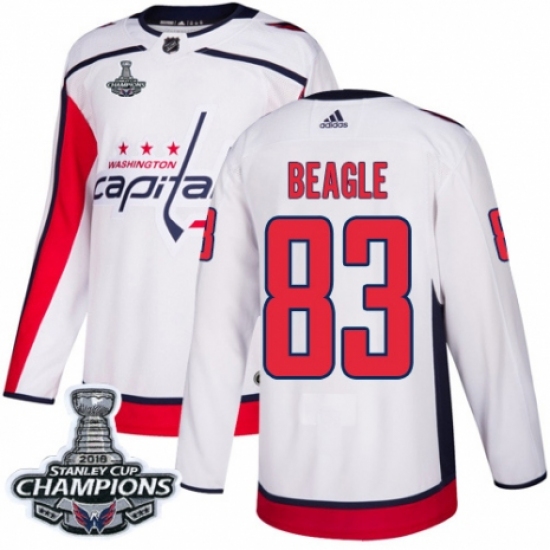 Men's Adidas Washington Capitals #83 Jay Beagle Authentic White Away 2018 Stanley Cup Final Champions NHL Jersey - Ujersey