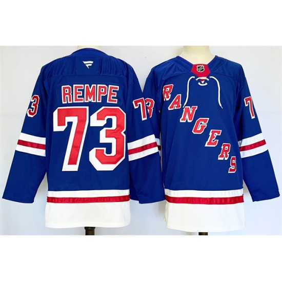 Men's New York Rangers #73 Matt Rempe Royal 2024-25 Home With A Stitched Hockey Jersey - Ujersey
