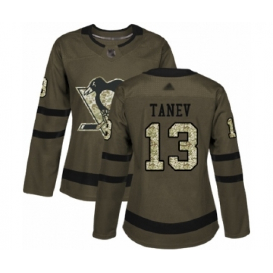 Women's Pittsburgh Penguins #13 Brandon Tanev Authentic Green Salute to Service Hockey Jersey - Ujersey