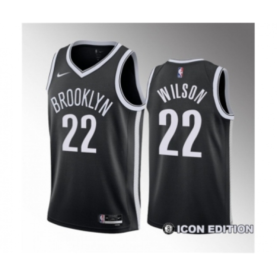 Men's Brooklyn Nets #22 Jalen Wilson Black 2023 Draft Icon Edition Stitched Basketball Jersey - Ujersey