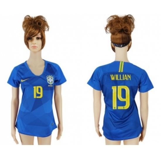 Women's Brazil #19 Willian Away Soccer Country Jersey