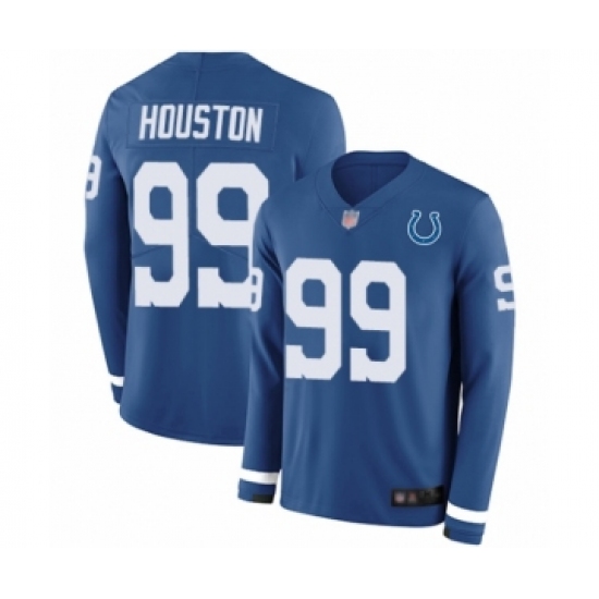 Youth Indianapolis Colts #99 Justin Houston Limited Blue Therma Long Sleeve Football Jersey - Ujersey