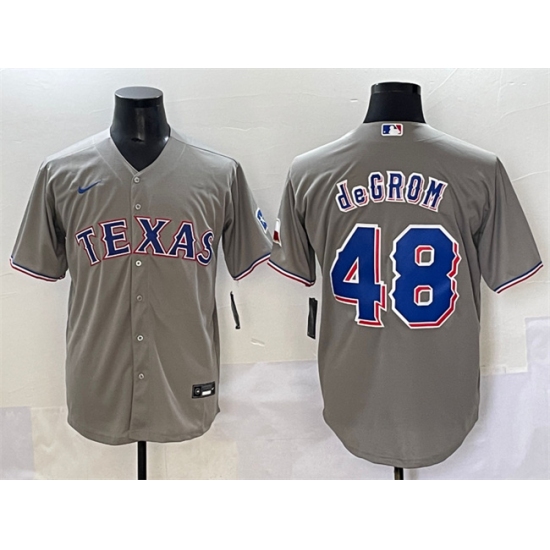 Men's Texas Rangers #48 Jacob deGrom Gray With Cool Base Stitched Baseball Jersey