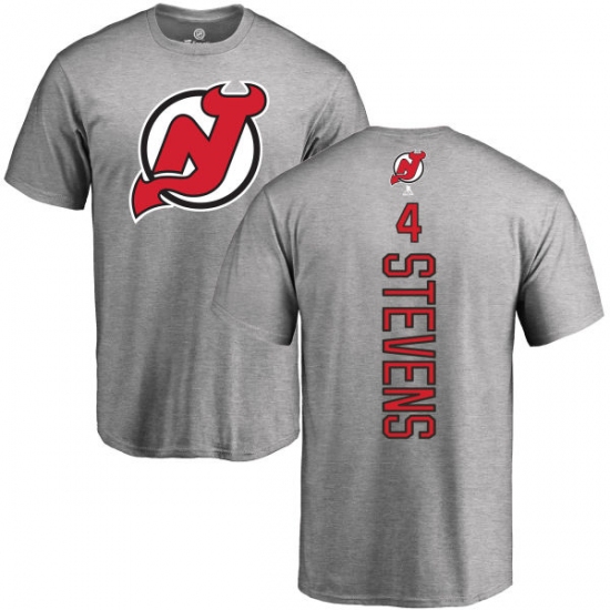 NHL Adidas New Jersey Devils #4 Scott Stevens Ash Backer T-Shirt - ujerseystore