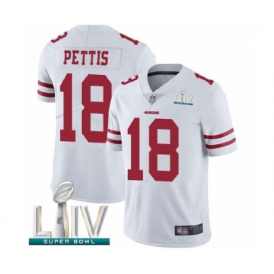 Youth San Francisco 49ers #18 Dante Pettis White Vapor Untouchable Limited Player Super Bowl LIV Bound Football Jersey - Ujersey