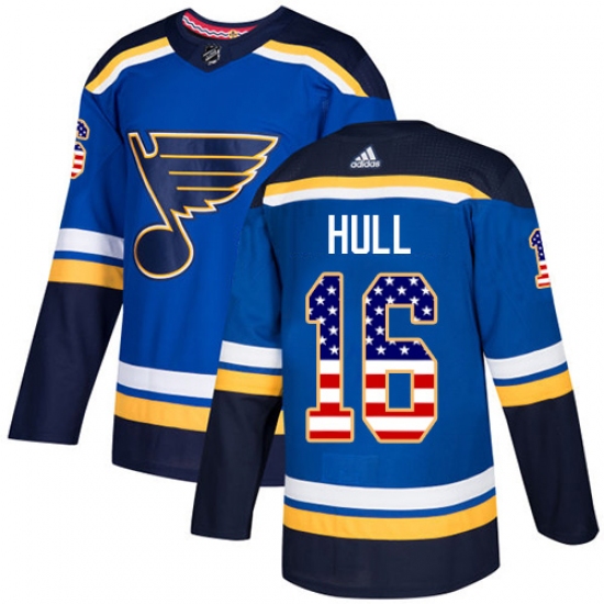 Youth Adidas St. Louis Blues #16 Brett Hull Authentic Blue USA Flag Fashion NHL Jersey - Ujersey