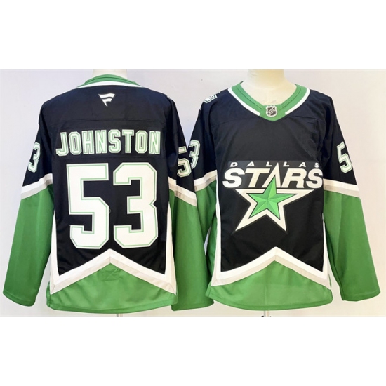 Men's Dallas Stars #53 Wyatt Johnston Black Authentic Jersey - Ujersey