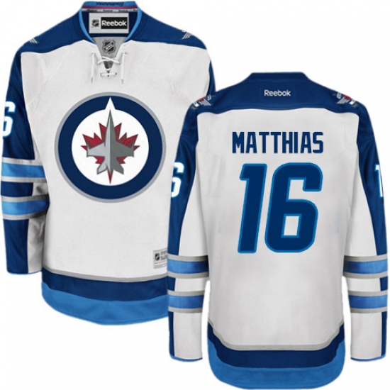 Youth Reebok Winnipeg Jets #16 Shawn Matthias Authentic White Away NHL Jersey - Ujersey