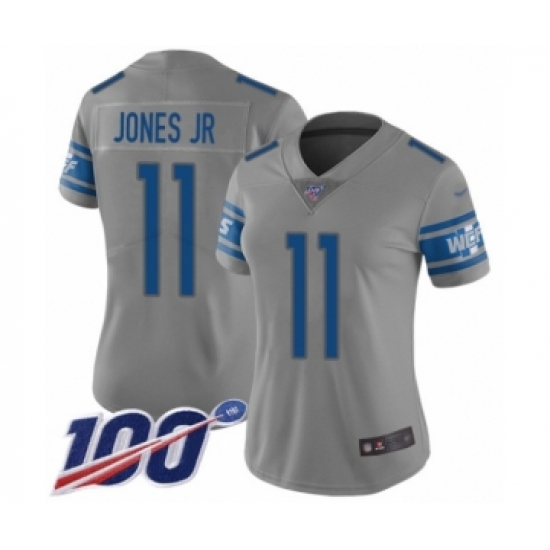 Women's Detroit Lions #11 Marvin Jones Jr Limited Gray Inverted Legend 100th Season Football Jersey - Ujersey