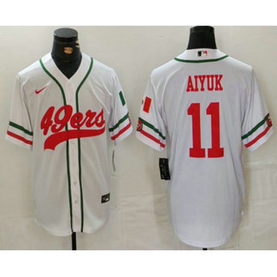 Men's San Francisco 49ers #11 Brandon Aiyuk White Mexico Cool Base Stitched Baseball Jersey - Ujersey